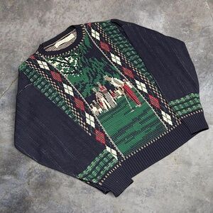 Vintage 90s Golf Design Knit Sweater Men’s XL
